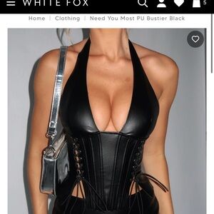 White Fox Boutique Black Leather Corset Top